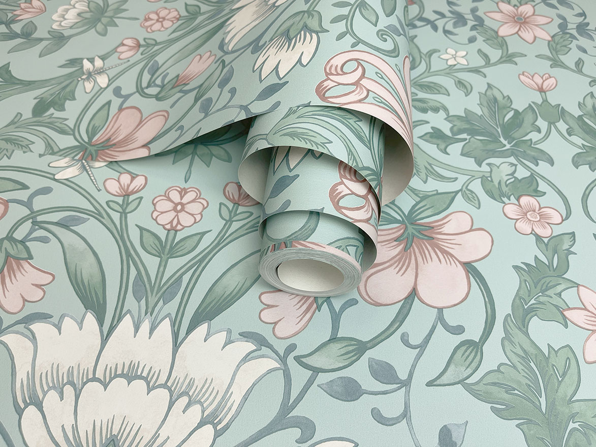Belgravia Decor Oliana Floral Soft Teal Wallpaper  8486