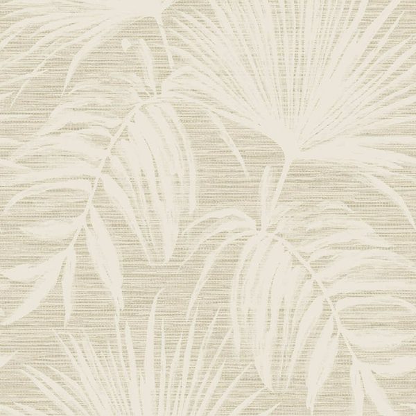 66220 Grasscloth Leaf Cream