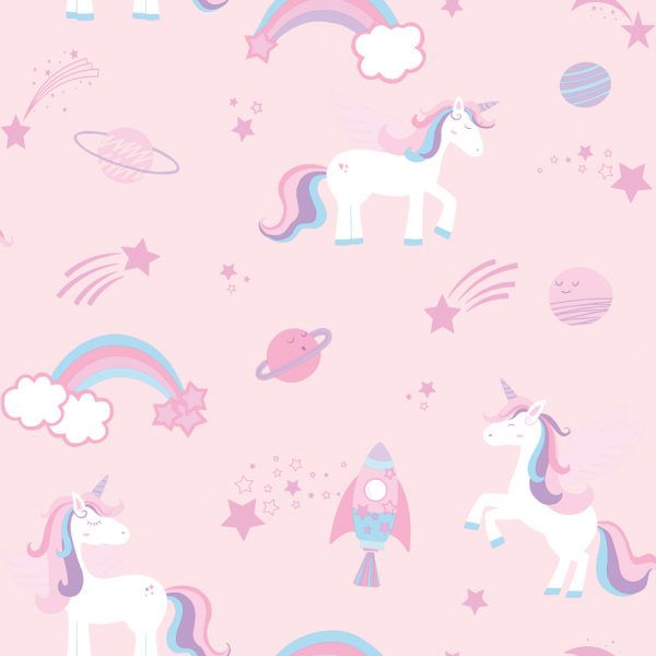 Unicorns rockets and rainbows Pink  Holden Decor